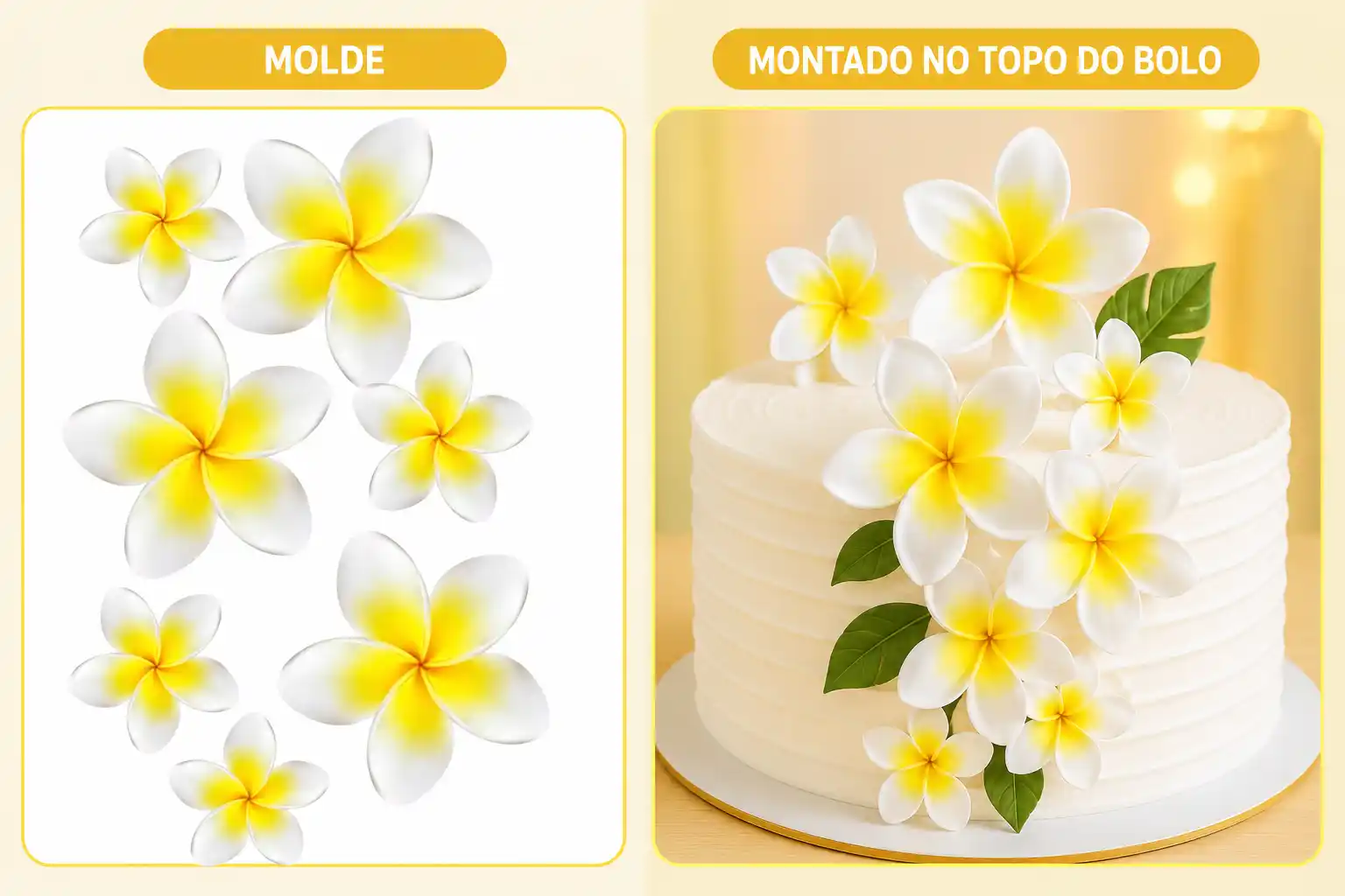 Topo de bolo montado com moldes de flores - modelo 2